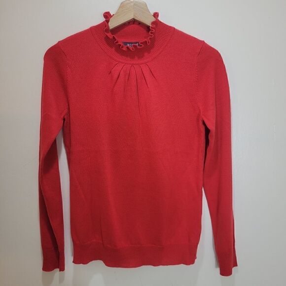 NWT Wanko Strawberry Red Ruffle Collar Sweater - Picture 1 of 8